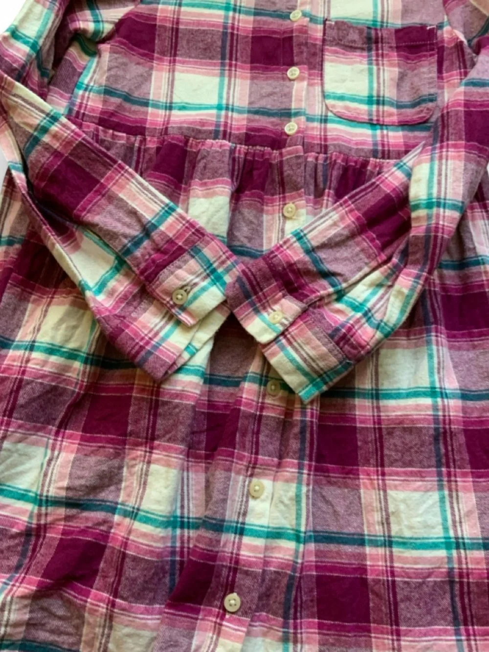 Falls Creek Plaid LS Button Down Dress Girls Medium 7/8